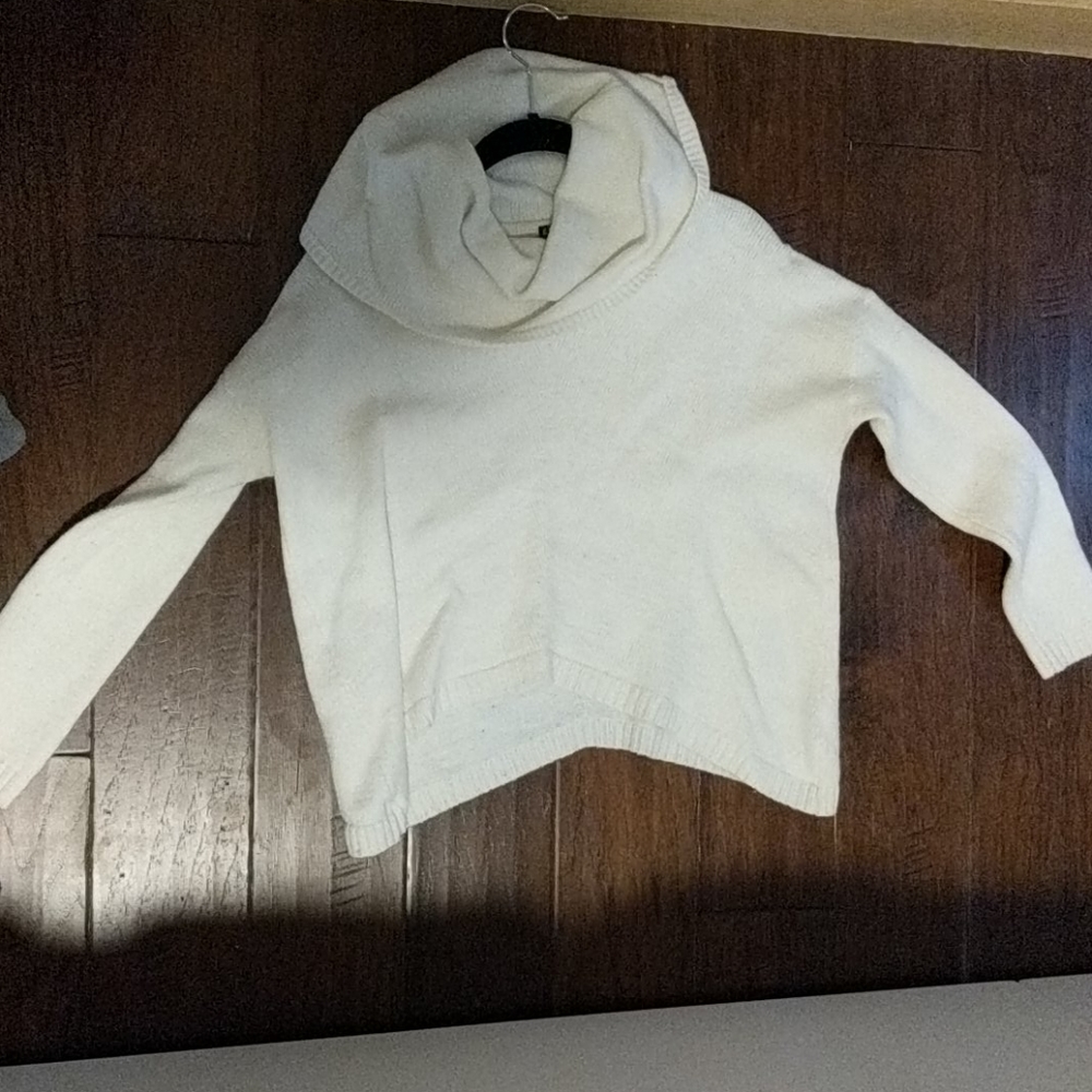 Cropped white cowlneck sweater